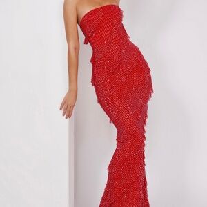 Oh Polly DULCE-  Embellished Strapless Ruffle Maxi Dress- Never worn!!